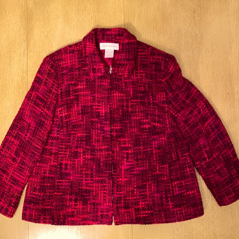Jone New York zip front wool blazer
